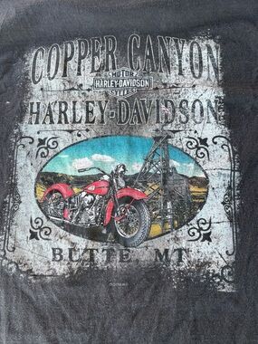 Harley Davidson Copper Canyon Butte MT T-Shirt Small Black Biker Tee 2017